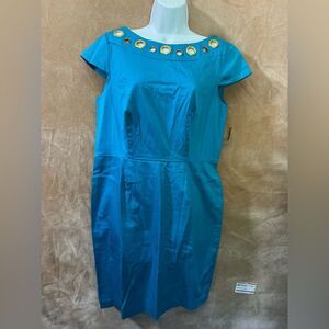 Aa‎ Studio Teal Dress with Gold Detailing size 10